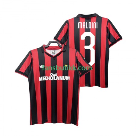 Fotballdrakt AC Milan MALDINI 3 1991 Retro Hjemmetrøye 1990 Kortermet